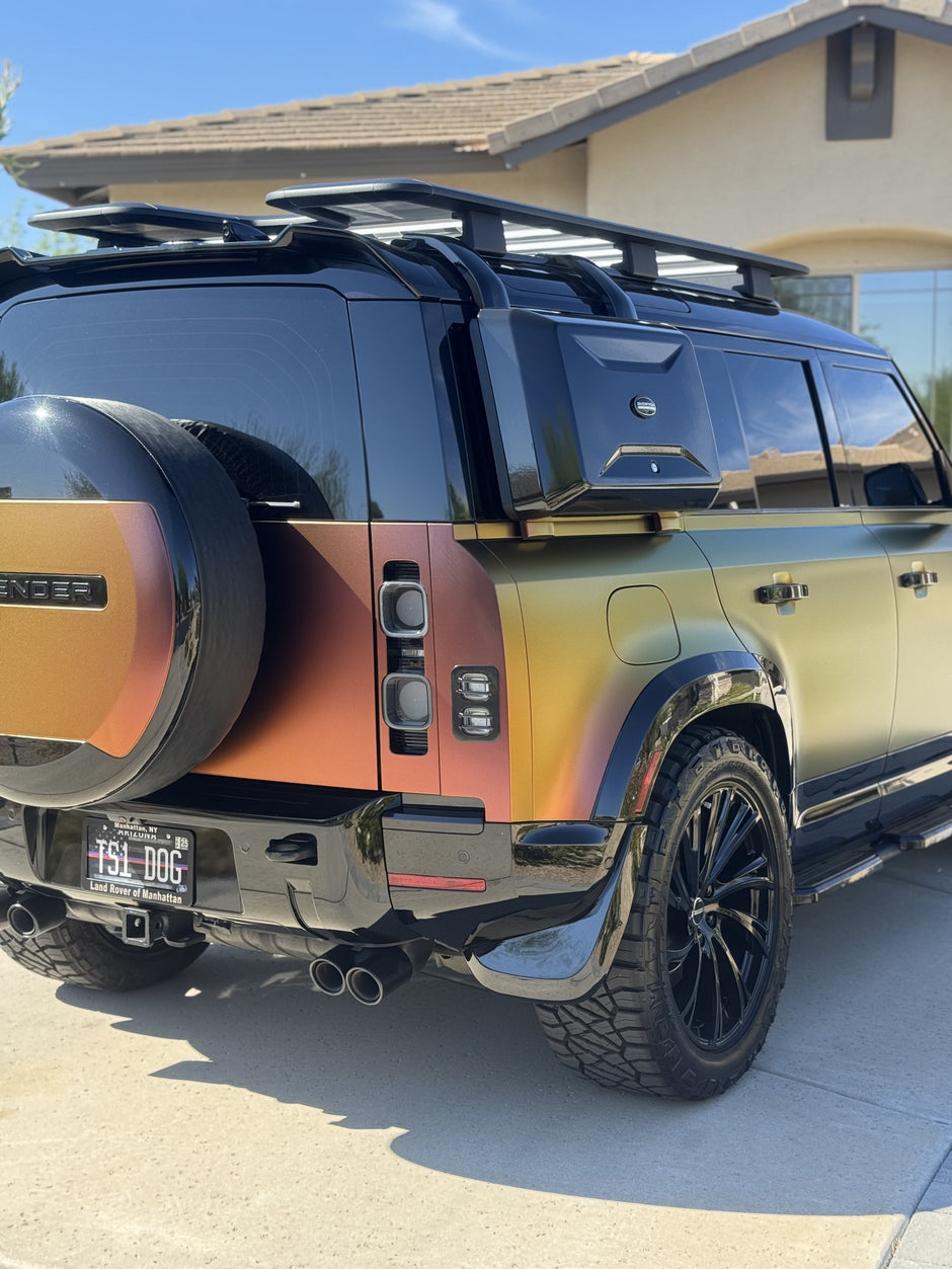Defender wrapped in satin rising sun